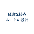 Japanese text meaning 'designing the optimal contact route' inside a white circle.